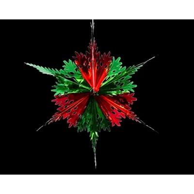 Image of Foil Garland Long Star Christmas Hanging Decoration Wall Ceiling Xmas Deco (Dark Green &amp; Red)