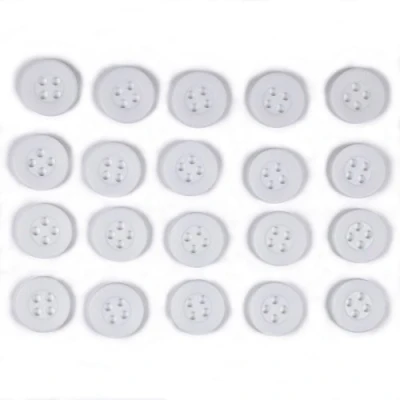 Image of Colour 4 Hole Round Shirt Buttons 11mm Wide Pack of 20 (White)