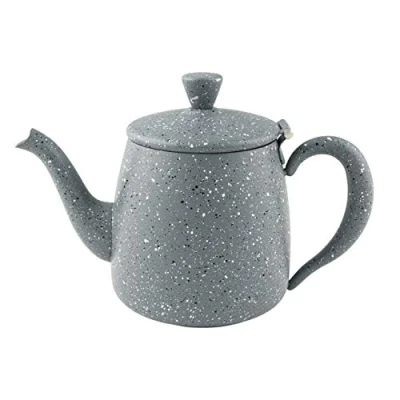 Image of Café Olé Premium Tea Pot, 18/10 Stainless Steel, Grey Granite Finish, 35oz, Stay Cool Hollow Handles, Perfect Pour Spout, PT 035GG
