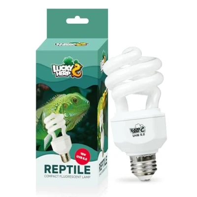 Image of LUCKY HERP Reptile UVA UVB Lamp Bulb, 15W 5.0 Light Kit, Terrarium &amp; Vivarium Fluorescent Bulb for Tortoise, Lizard, Bearded Dragon