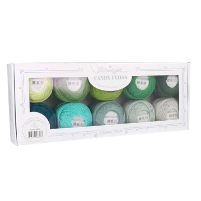Image of Scheepjes Candy Floss Mint Organic Mercerised Cotton Yarn Colour Pack 10x20g