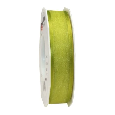 Image of C.E. Pattberg Präsent Marseille Wired Organza Ribbon Lime Green 25 mm width, m length