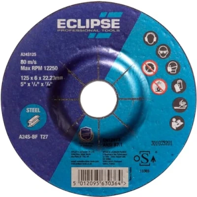Image of Eclipse Professional Tools A24S125 Depressed Centre Grinding Wheel (125 x 6 22.23mm)