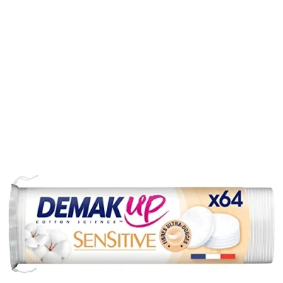 Image of Demak&#039;Up Sensitive Cotton Make Up Removal Pads Face and Eyes 100% Natural Fibres 64 Cottons
