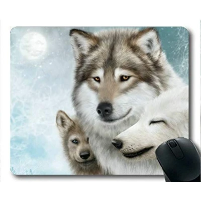 Image of Yanteng Mousemat,Winter moon tree wolf painting art Gaming mouse pads (multicolor)