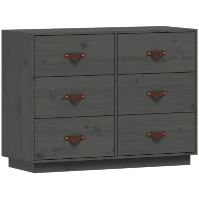 Image of vidaXL Sideboard Grey 100x40x75 cm Solid Wood Pine
