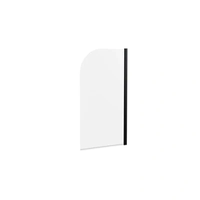 Image of Black 6mm Toughened Safety Glass Straight Reversible Bath Screen