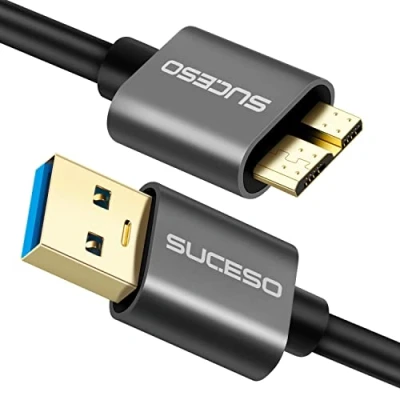 Image of SUCESO Hard Drive Cable 0.5M USB 3.0 A to Micro B 5Gbps Compatible with Portable External Drive, My Passport,WD Elements,Seagate Expansion, Toshiba, LaCie, Maxtor, Samsung M3 1TB/Galaxy S5/Note 3