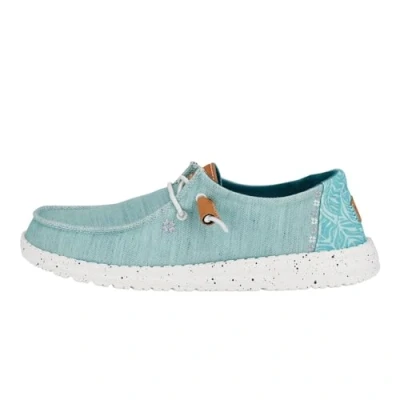 Image of HEYDUDE Blue Wendy Heathered Slub Tropical Shoes for Women Size 4