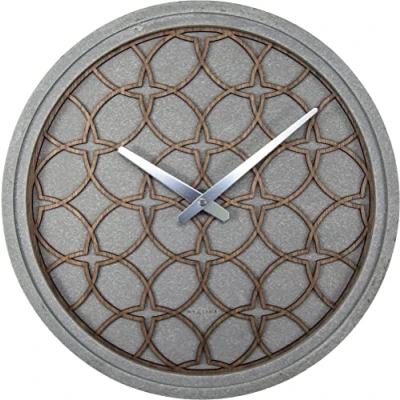Image of NexTime Wall Clock Ø 39.5 cm Polyresin/Wood Grey &#039;Concreto Love, Gray, 39.5cm
