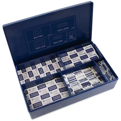 Image of Dependaplast Food Area Blue Plasters with High Visibility and Metal Detection Properties, Easily Detectable, Individually Wrapped Box of 120