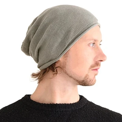 Image of CHARM Silk Beanie Hat for Men and Women Slouchy Oversized Beanies Cap Chemo Perfect Sensitive Skin Grey