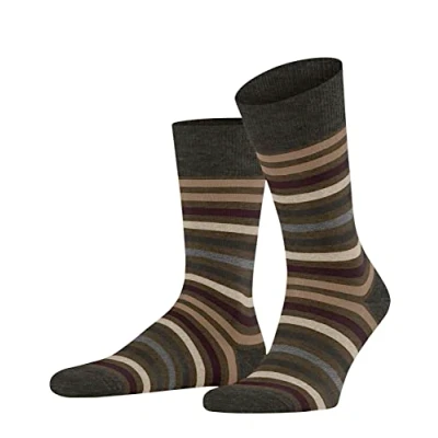Image of Mens 1 Pair Falke Tinted Stripe Wool Socks Brown 5.5 8