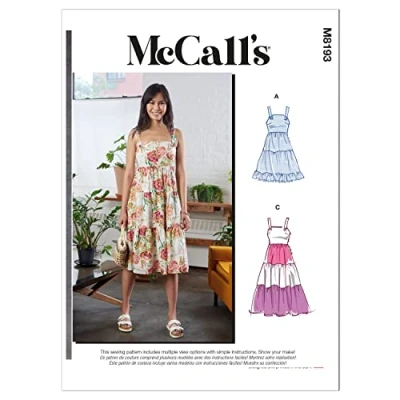 Image of McCalls Sewing Pattern M8193A5 A5 (6 8 10 12 14) Misses&#039; Dresses, Multi Colour