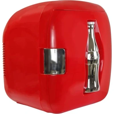 Image of Coca Cola Coke Mini Fridge For Bedrooms 7.9L Small 12 Can Table Top Fridges Snacks Lunch Food Drinks Beverages Home RV Car &amp; Travel 12v Portable Personal Cooler Warmer Red
