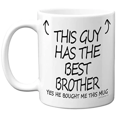 Image of Stuff4 This Guy Has The Best Brother Mug Gifts, 11oz Ceramic Dishwasher Safe Coffee Mugs Sibling Gifts for Birthday, Christmas Day Presents Gift, Premium Cup Made in UK