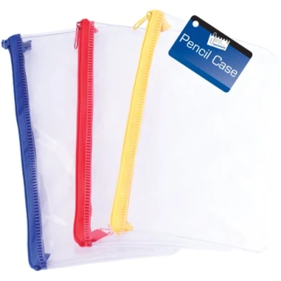 Image of Just Stationery 8 inch Clear Exam Pencil Case, 6192