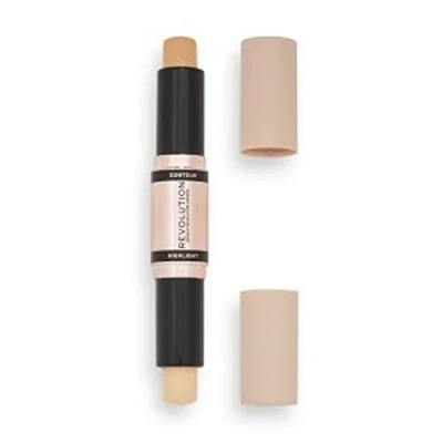 Image of Makeup Revolution Contour Stick Duo Cream &amp; Highlight, Defines Cheekbones Sculpts the Face, Vegan Cruelty Free, Fair, 2.4g