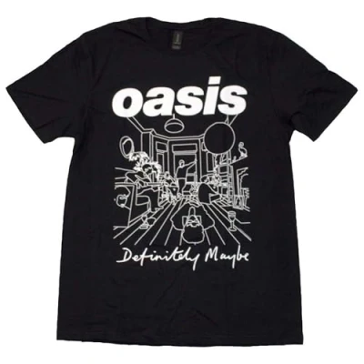Image of Rock Off officially licensed products Oasis Definitely Maybe Line Drawing T Shirt S Black