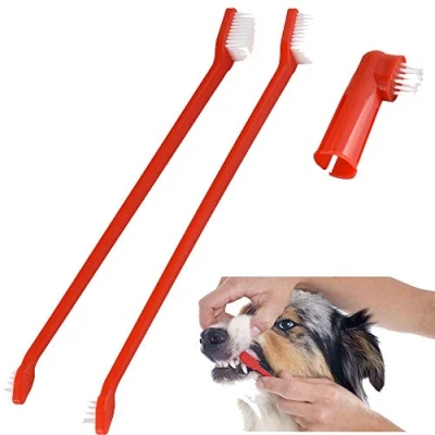 Image of Pet Teeth Care Puppy Dog Cat Toothbrush Dental Cleaning Set 22cm Length (Red)