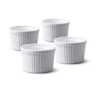 Image of WM Bartleet &amp; Sons 1750 TSET45 Set of 4 Traditional Porcelain Deep Ramekins 9cm Diameter White