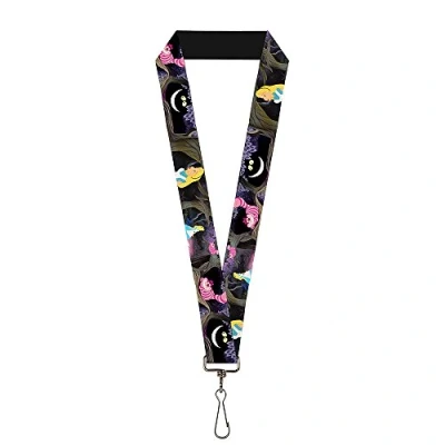 Image of Buckle Down Unisex Adult&#039;s Lanyard 1.0 Alice &amp; The Cheshire Cat Scenes Key Chain, Multicolor, One Size