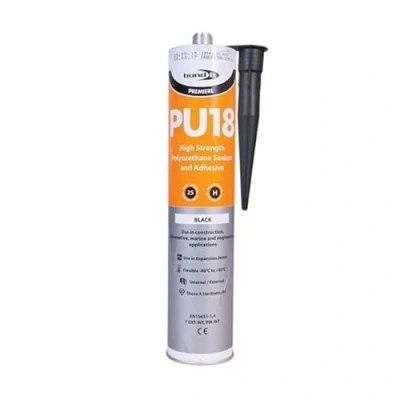 Image of Bond It PU18 Polyurethane Adhesive Sealant High Strength Wood Metal Glass Joint Filler Glue For Concrete Brick Seals and adheres Non Shrinking Grab 310ml (Black)
