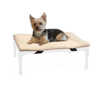 Image of K&amp;H PET PRODUCTS Original Microfleece Pad for Outdoor Raised Dog Bed, Portable and Washable Cot (Cot Sold Separately) Tan Fleece Small 17 X 22 Inches
