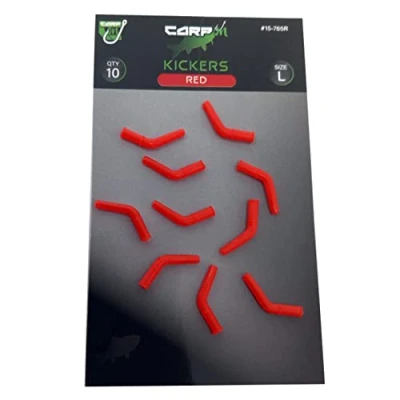Image of Carp On Pack of 10 Hook KICKERS Helps Eliminate Fishing Rig Terminal Tackle Tangles (Red, x Medium Size 6 8) [15 764R]