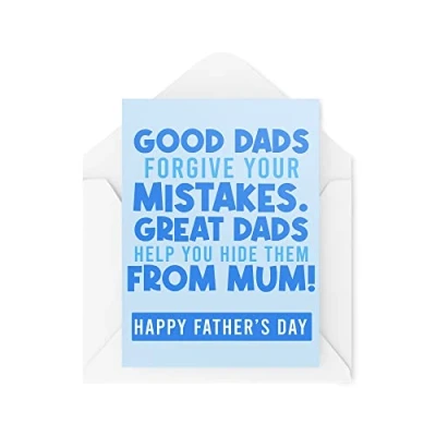 Image of Funny Father&#039;s Day Cards Good Dads Forgive Your Mistakes Card Father Banter Joke For Him Step Dad From The Kids Son Daughter CBH1003