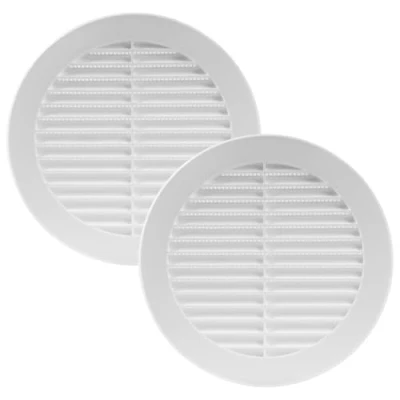 Image of Vent Systems 150 mm / 6&quot; Inch Round Soffit Cover Pack of 2 White Louvered Plastic Grill Grille with Screen Mesh HVAC, Ducting, Pipe Air Supply Vents for Bathroom, Kitchen