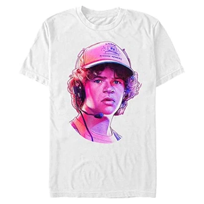 Image of Stranger Things Men&#039;s Dusty Big Face Short Sleeve T Shirt, White, S