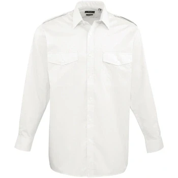 Image of Premier Workwear Mens Long Sleeve Pilot Shirt White , Size 16&quot;