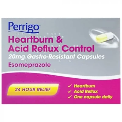 Image of Perrigo 20mg Esomeprazole Heartburn &amp; Acid Reflux Control Fast Acting Delayed Release Capsules Reduces Stomach x14