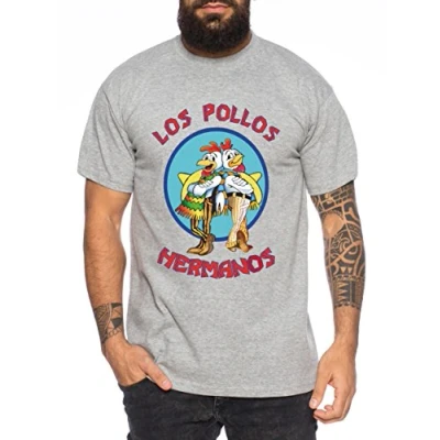 Image of Los Pollos Men&#039;s T Shirt Hermanos Bad Heisenberg Breaking, Farbe2:Dunkelgrau Meliert;Größe2:XXX Large
