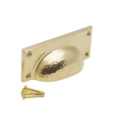 Image of Castelion® Hammered Brass Rectangular Drawer Pull