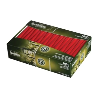 Image of Tapered Dinner Candles 10 Inch 100 Pack Red Bolsius