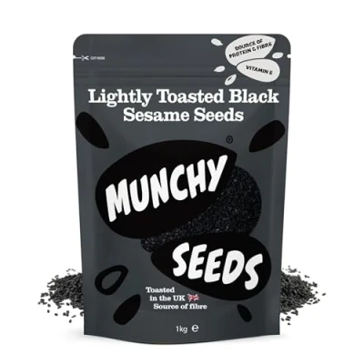 Image of Munchy Seeds Lightly Toasted Black Sesame Seeds, Gluten Free High Protein Snacks, Nutritious &amp; Versatile Perfect With Salads, Great Source Of Vegan Protein, Fibre 1kg