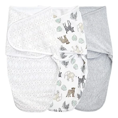 Image of aden + anais essentials Easy Swaddle Wrap, Cotton Knit Baby Newborn Wearable Sleep Sack, 0 3 Months, 1.0 TOG, Pack, toile