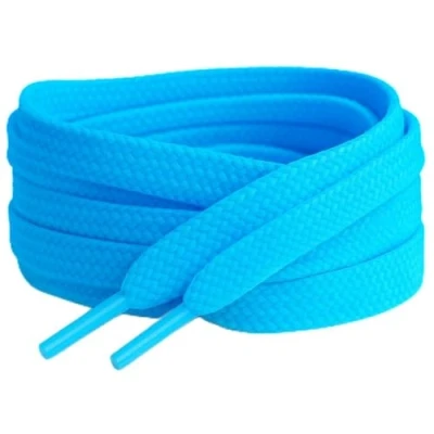 Image of 120cm / 47&quot; Light Blue Coloured Flat Shoe Laces For Trainers Skate Shoes, Hi Tops, Shoes Boots Converse Nikes Pumas Shoelaces are 10mm wide (120cm)