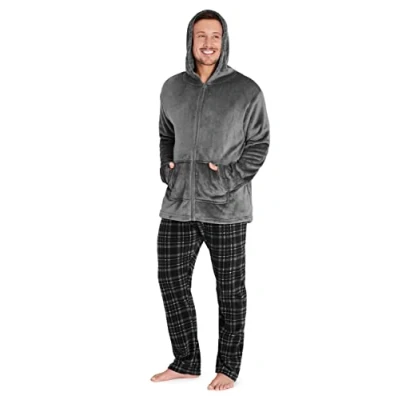 Image of CityComfort Mens Pyjamas, Fleece Pjs, Slim Fit Warm Pyjamas For Men (XL, Charcoal)