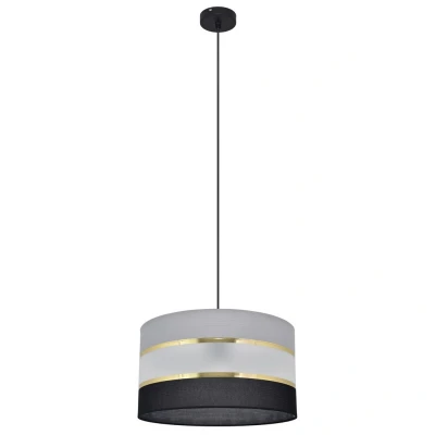 Image of Helen Cylindrical Pendant Ceiling Light Black, Gold, Grey 35cm
