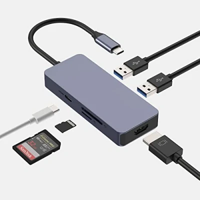 Image of HOPDAY USB C Hub, 6 in 1 Adapter for MacBook Air/Pro, Dual Display 152K HDMI Docking Station