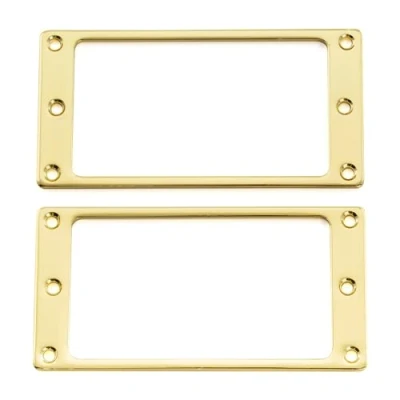 Image of Musiclily Basic Steel Flat Bottom Humbucker Pickup Mounting Rings Set for PRS/Epi Style Electric Guitar, Gold (Set of 2)