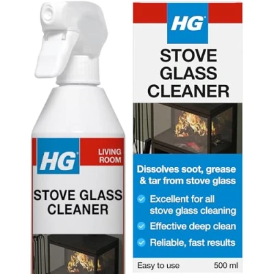 Image of HG Stove Glass Cleaner, Dissolves Soot, Grease &amp; Tar, Maintains Oven Doors, Fireplaces Hearths, Removes Residue Effectively 500ml Spray (431050106), Pack of 1