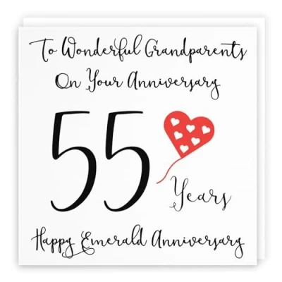 Image of Hunts England Grandparents 55th Anniversary Card To Wonderful On Your 55 Years Happy Emerald Love Heart Collection