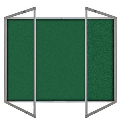 Image of Tamperproof Lockable Noticeboard Class 1 Aluminium Framed 1500mm x 1200mm, Green, Double Doors