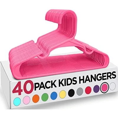Image of Utopia Home Plastic Kids Hangers for Clothes Pack of 40 Durable and Slim Baby Space Saving Children&#039;s All Purpose Garment Trouser Skirt Bar Toddler (Pink)