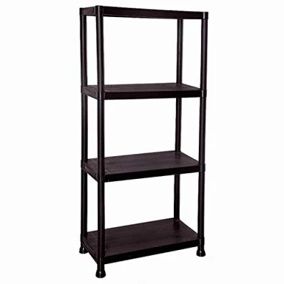 Image of Taylor &amp; Brown 4 Tier Heavy Duty Black Plastic Garage Storage Shelving 60cm Wide Shelves Shed Shelf Unit Home Office Pantry Workshop Racking (60 x 30 130cm)