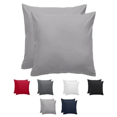 Image of Komfortec Premium Cushion Covers Set of 2 80 x cm with Zip, Brushed 100% Polyester 120 g/m², Pillowcase, Super Soft Cover Set, Grey